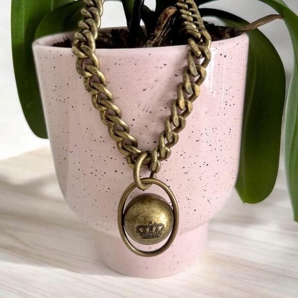 Vintage Juicy Couture Engraved Crown Logo Charm Accessory Chain - Picture 2 of 6